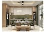 design modern kitchen and living room with 3d render